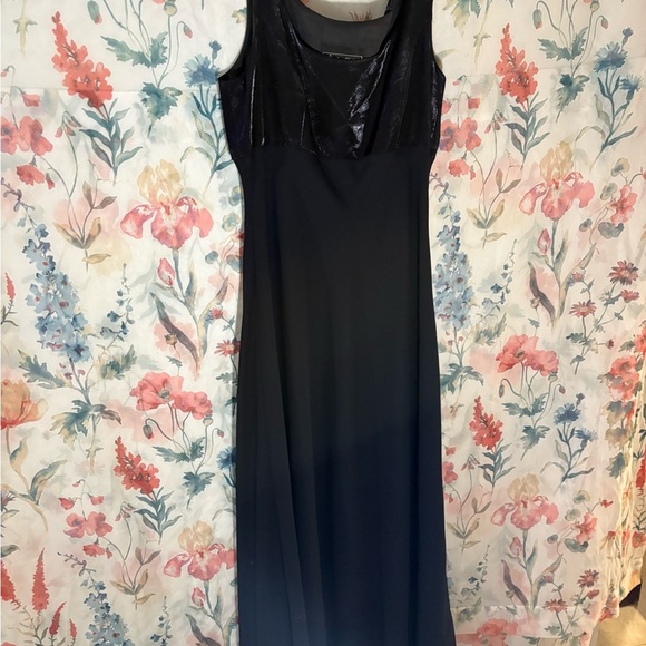 Vintage Alex Evenings Blue Sleeveless V-Neck Maxi Gown - Picture 3 of 9